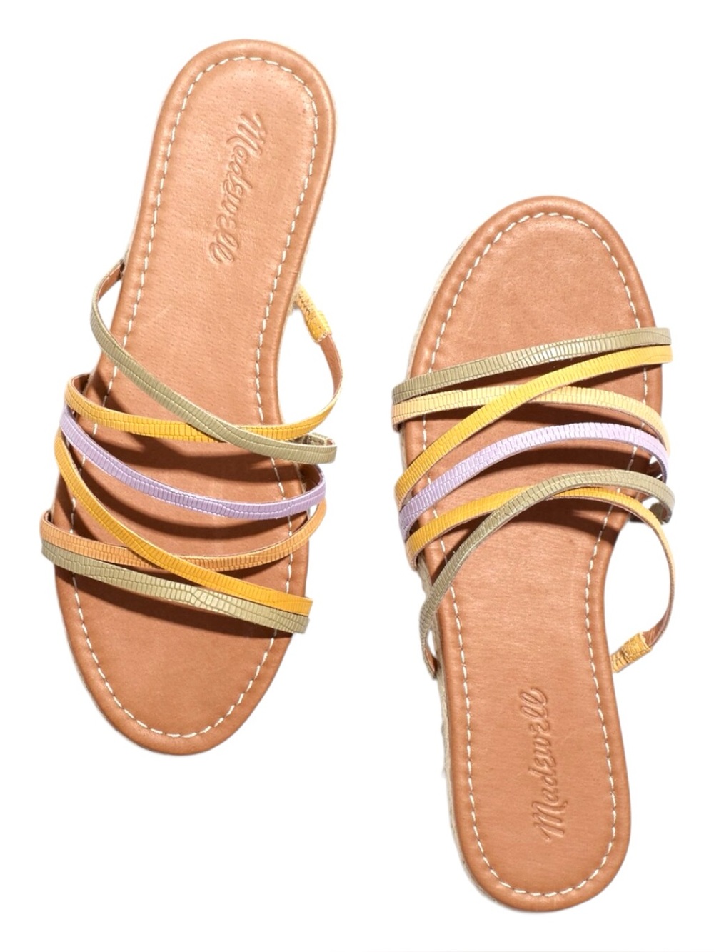 Madewell Strappy Multi-Color Tan Slide Sandals